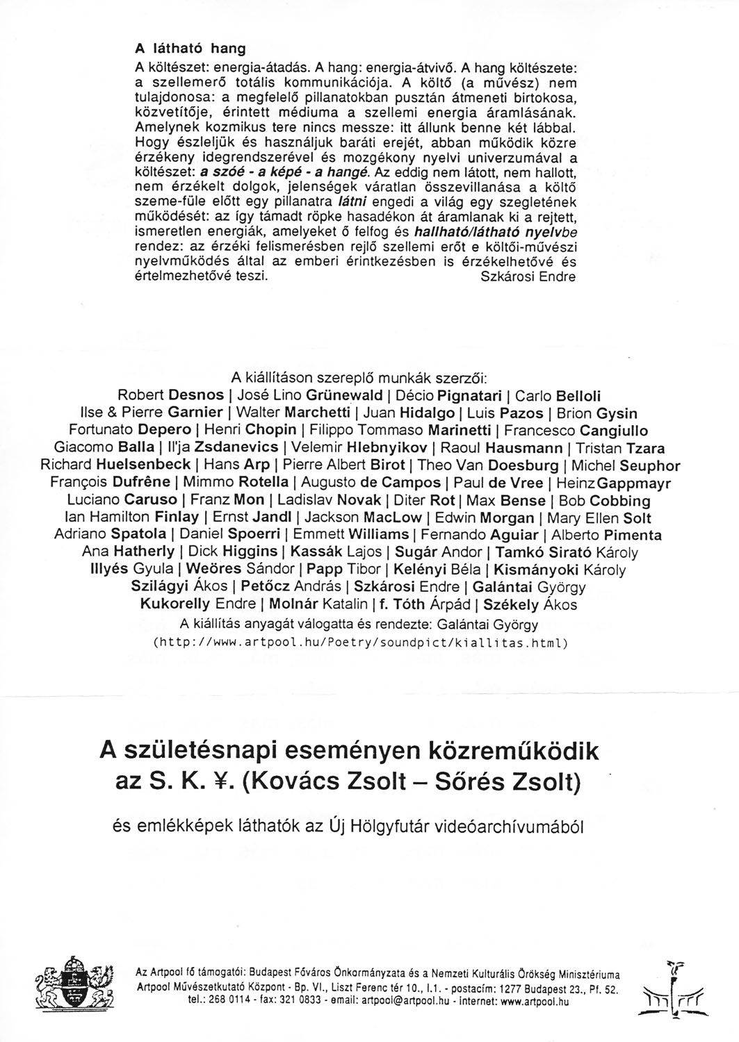 Collection of Artpool Art Research Center
Graphic design: György Galántai / Artpool